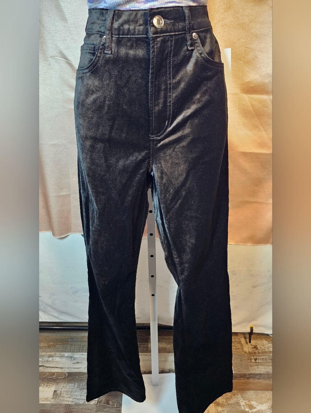 AGOLDE Nico Boot High Rise Velvet Jeans Beetle Black Size 25 NWT Holiday